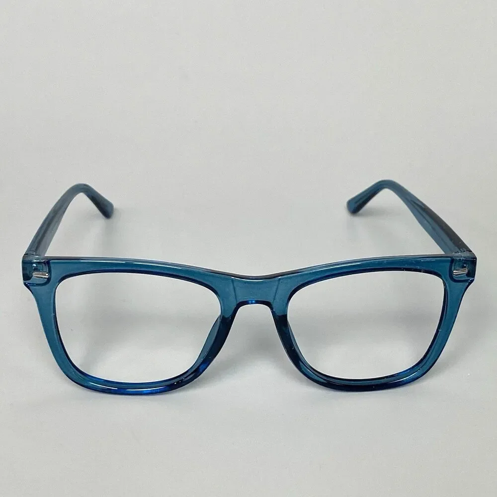 Modern Because Crystal Blue Transparent Eyeglass Frames Unisex Optical Glasses